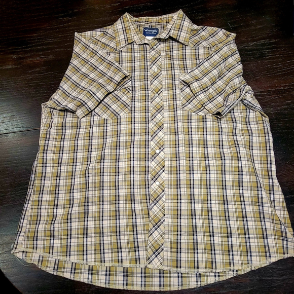 VTG Wrangler Western Pearl Snap Button Up Men's Plaid Size 2XL Short Sleeve - Picture 1 of 4